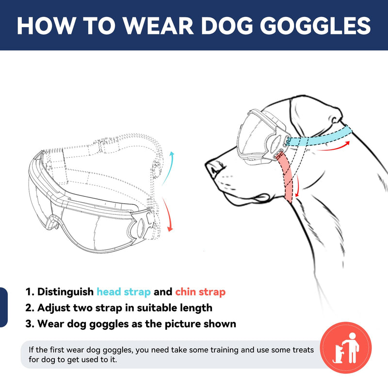 Dog Goggles Dog Sunglasses for Medium to Large Breed Anti-UV Eye Protection with Adjustable Straps- Silver - PawsPlanet Australia