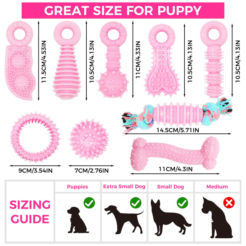 Puppy Toys, 9 Pack Puppy Chew Toys for Teething, Cute Pink Small Dog Toys, Puppy Teething Toys for Puppies, Soft Durable Interactive Dog Chew Toys for Puppy to Small Dogs Pink（9Pack） Extra Small Dog - PawsPlanet Australia