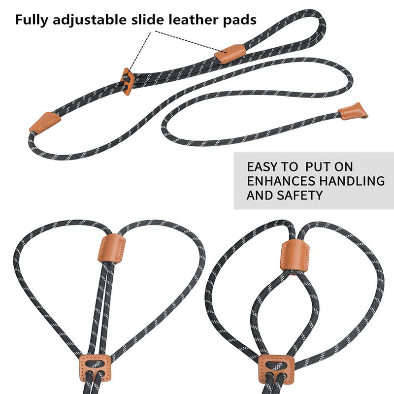 Harness Lead No Pull Dog Harness and Leash Set, Slip Leads for Dogs, Leash for Medium Dogs, All in One Dog 3-in-1, 5ft Pet Training Leads, One-Piece Cushioned Rope Design black - PawsPlanet Australia