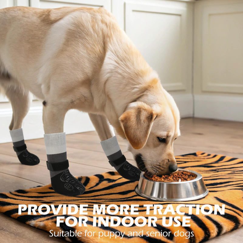 EXPAWLORER Anti Slip Dog Socks to Prevent Licking Paws, Dog Boots & Paw Protectors with Grippers for Winter, Dog Booties for Hardwood Floors, Dog Shoes for Small Medium Large Senior Dogs, Black M - PawsPlanet Australia