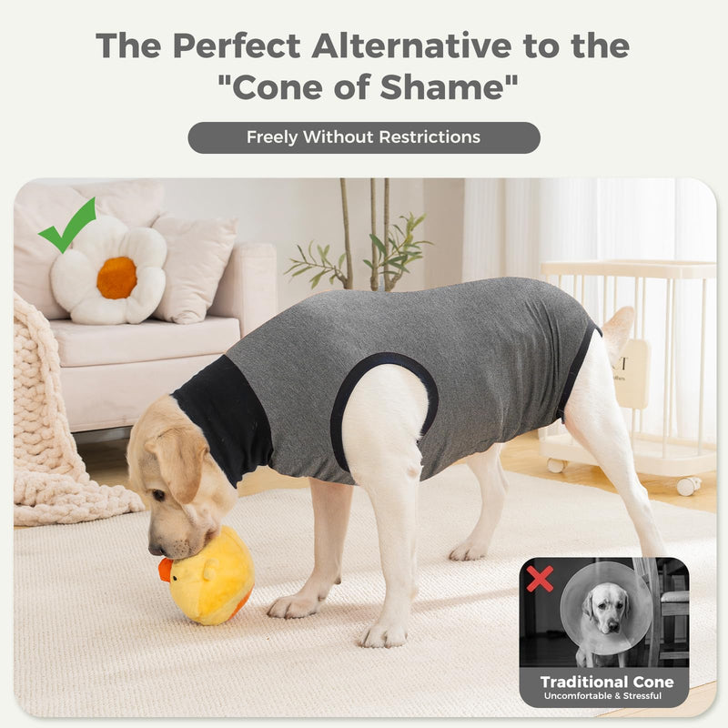 Avont Dog Surgery Recovery Suit, Anti-Licking Surgical Bodysuit for After Spay & Neuter, E-Collar Alternative for Wound Care, Comfortable Onesie for Female & Male Dogs - Grey (XL) XL