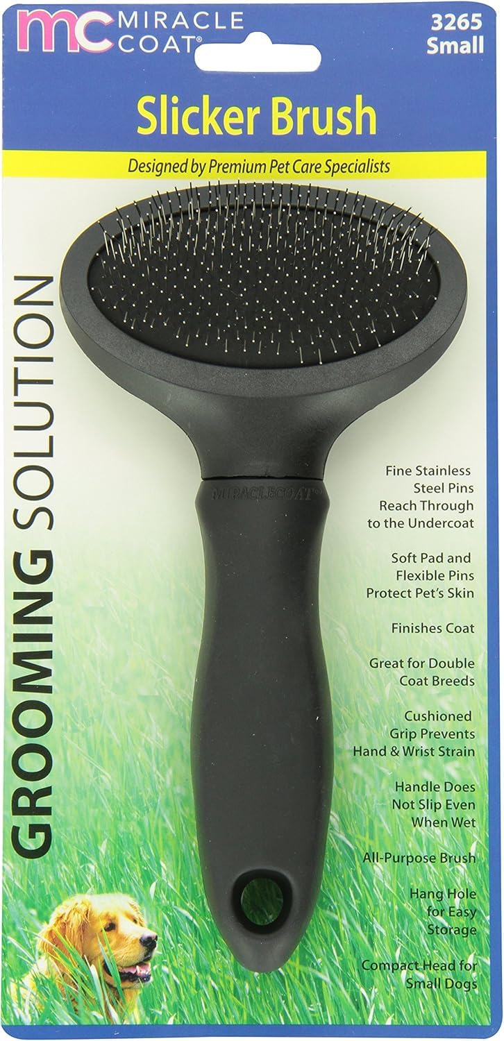 Miracle Coat Slicker Dog Brush, Small,Black S (Pack of 1) Slicker Brush for Small Dogs and Cats