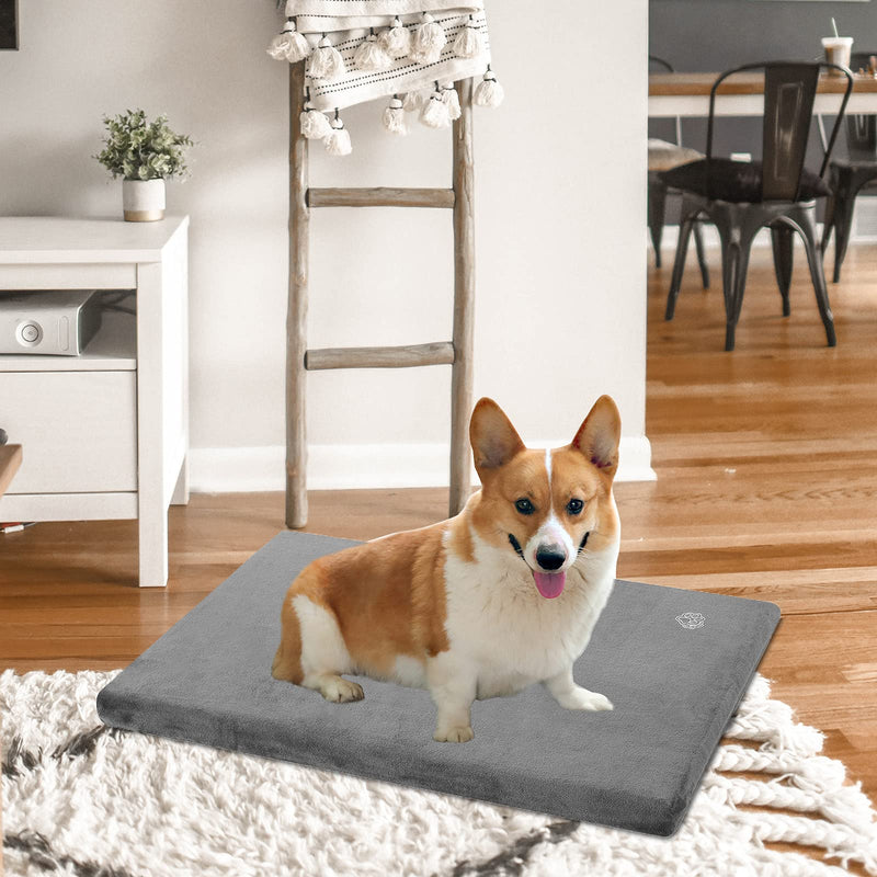 EMPSIGN Stylish Dog Bed Mat Dog Crate Pad Mattress Reversible (Cool & Warm), Water Proof Linings, Removable Machine Washable Cover, Firm Support Pet Crate Bed for Small to XX-Large Dogs, Grey M(29"*18"*3") - PawsPlanet Australia