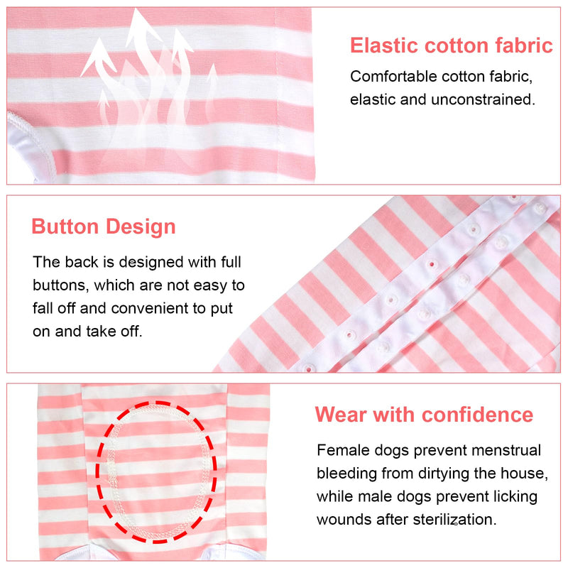 Dog Surgery Recovery Suit, Soft Dog Surgical Onesie Striped Surgical Recovery suit for Female Male dog, Pet Surgical Suit Puppy Onesie Bodysuit for Allergies Wound Protection Cone Alternative (M) M