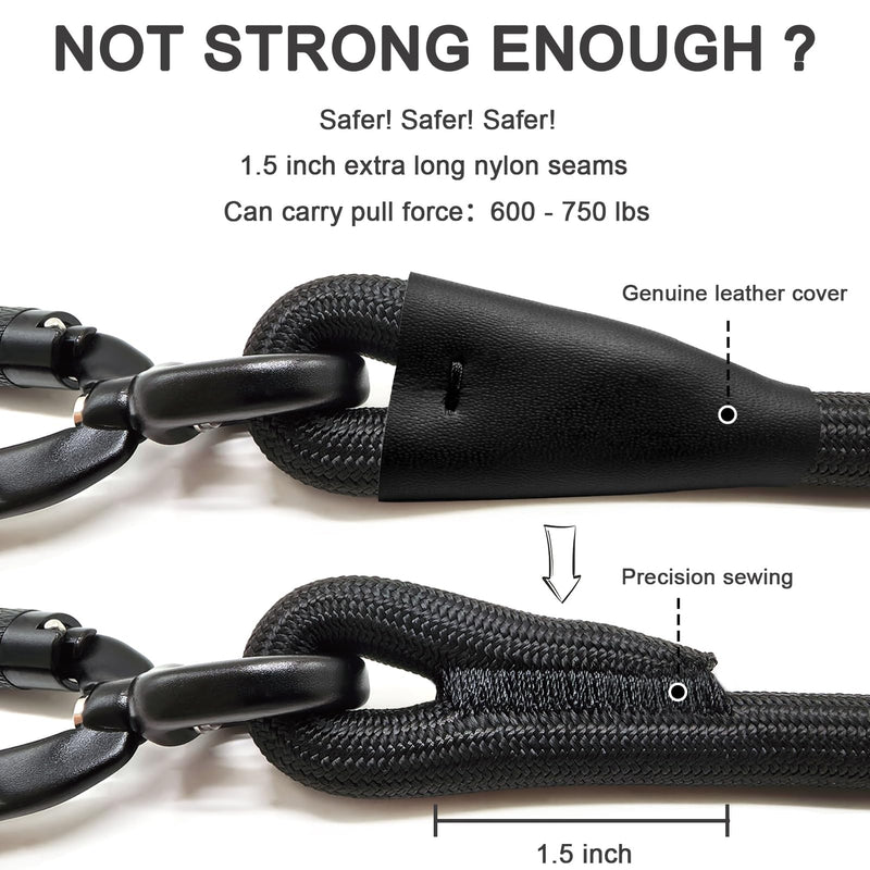 Rope Dog Leash, 6 Foot Heavy Duty Dog Leash with Aviation Aluminum Auto Locking Carabiner, Strong Nylon Pet Lead for Small, Medium, Large Dogs (Black, 6FT) Black - PawsPlanet Australia