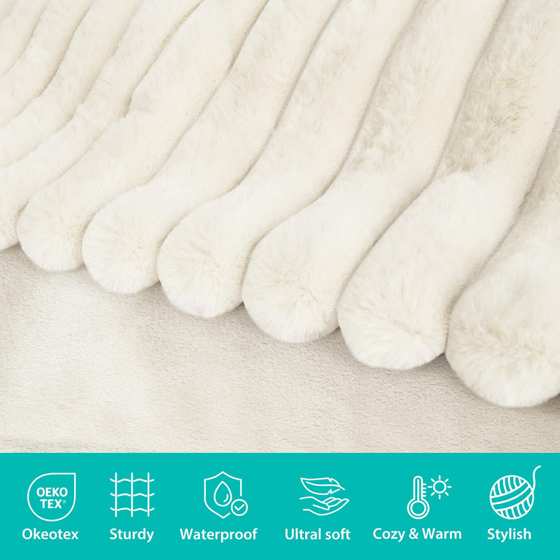 Waterproof Dog Blanket for Bed, Luxury Plush Washable Large Dogs Blankets for Furniture Protection, Super Soft Calming Pet Blanket for Indoors (Cream, 40"x50") Cream L (40x50"） - PawsPlanet Australia