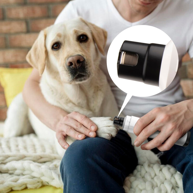 Pet Nail Grinder for Dogs - Quiet 2-Speed Rechargeable Dog Nail Trimmer with Type-C Charging, Low Noise Paw Grooming for Dogs & Cats (White) White