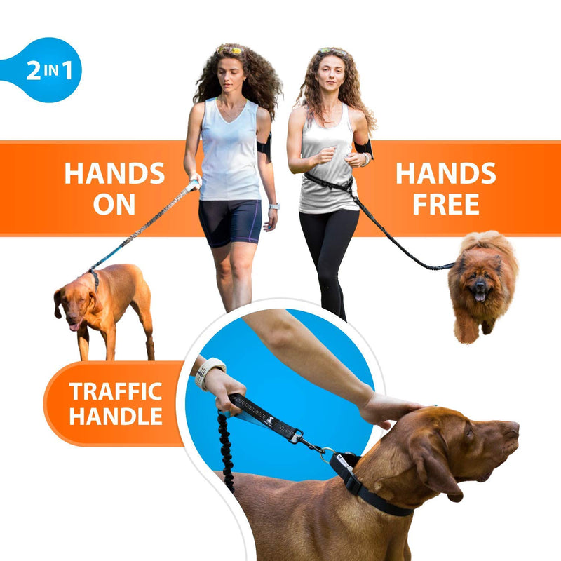 SparklyPets Hands-Free Dog Leash for Medium and Large Dogs – Professional Harness with Reflective Stitches for Training, Walking, Jogging and Running Your 2 Dogs - PawsPlanet Australia