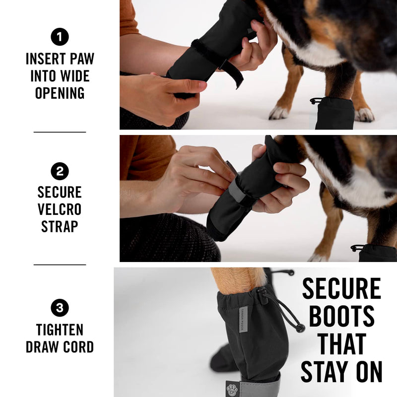 Canada Pooch Dog Winter Boots - Paw Protection, Anti-Slip Dog Shoes with Reflective Strap, Easy On for Small Medium Large Dog Booties - Black, Size 2 - PawsPlanet Australia