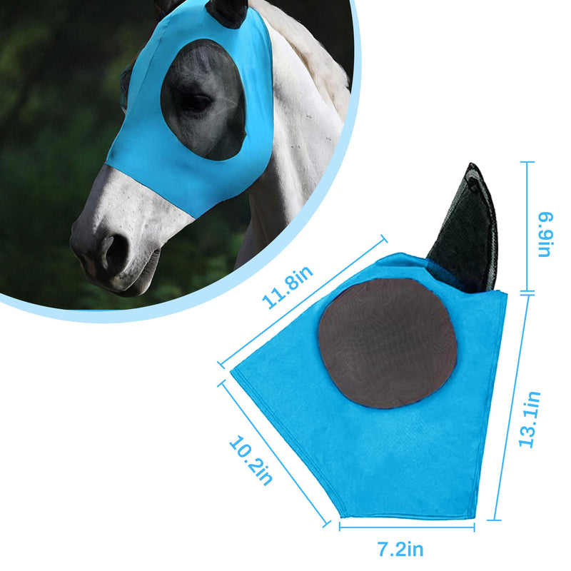 Horse Fly Boots & Horse Fly Mask Set of 5, Mesh Ventilated Fly Boots for Horses, Adjustable and Universal Fit for 4 Legs, Comfort Fly Masks for Horses, Stomp-Reducing (Blue)