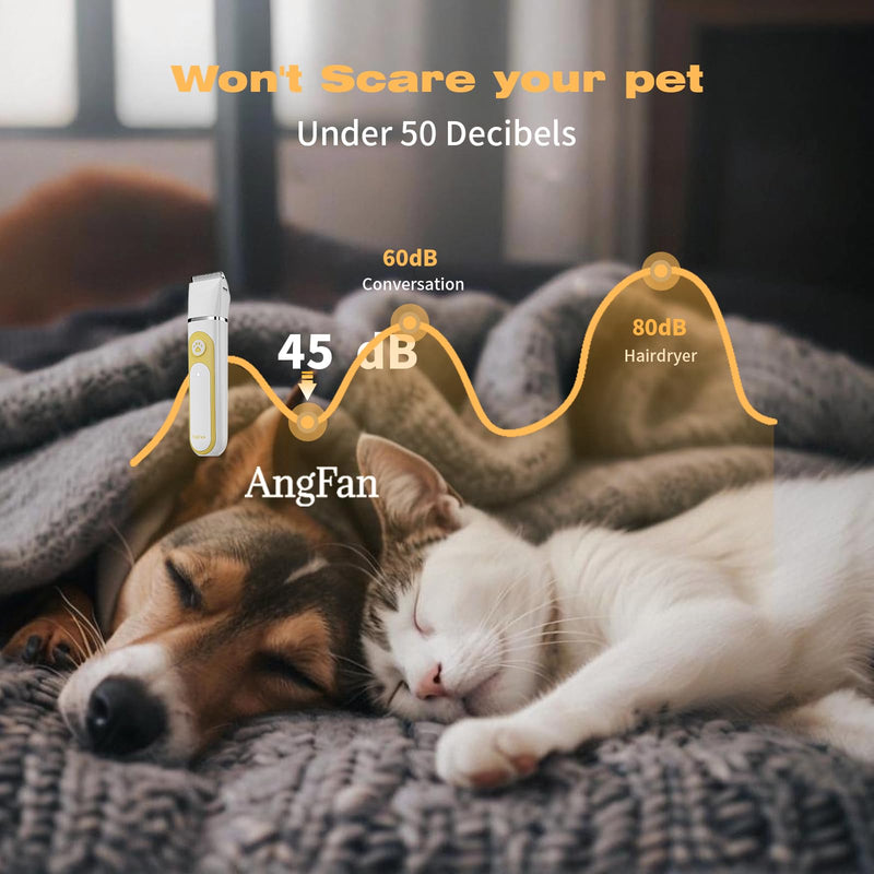 Dog Clippers Grooming Kit with 4 in 1 Tools, Cordless Dog Paw Trimmer & IPX7 Waterproof & Nail Grinder, Low Noise Quiet Design with Silicone Grip for Dogs and Cats Yellow - PawsPlanet Australia
