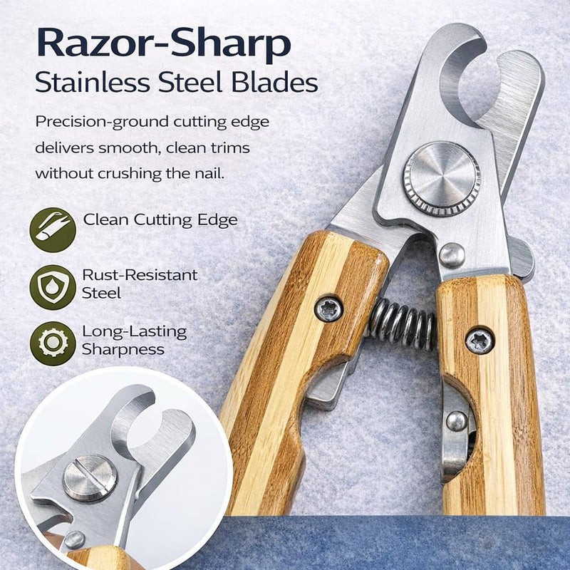 Diamondg Big Dog Heavy Duty Dog Nail Clipper and Trimmer with Full Length Hardened Steel and Wooden Handle Beige - PawsPlanet Australia