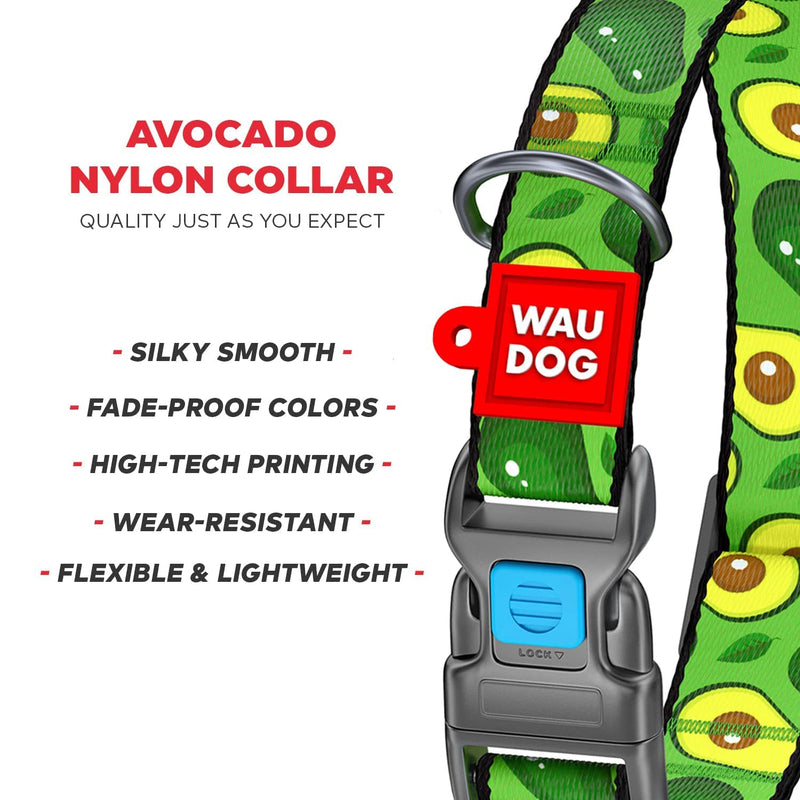 Nylon Dog Collar Avocado 12" - 19" Neck/Nylon Dog Leash Avocado - PawsPlanet Australia