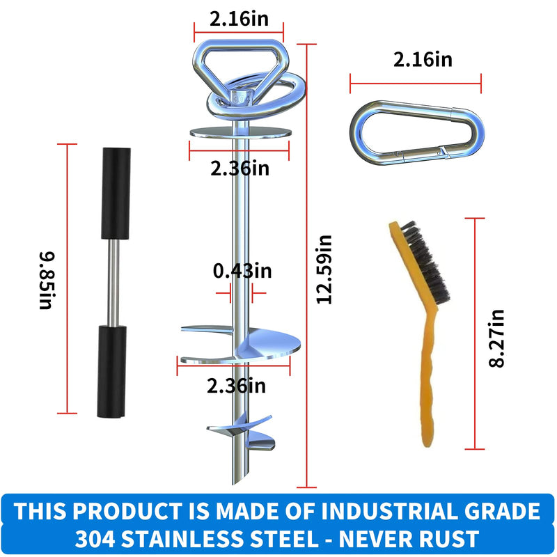 Dog Tie Out Stake,360° Swivel 304 Stainless Steel Dog Run Anchor- Use Any Dog Tie Out Cable or Yard Leash Chains,Heavy Duty Dog Stake for Large Dogs up to 200 LBS-Dog Runner for Yard dog stake/200LBS - PawsPlanet Australia