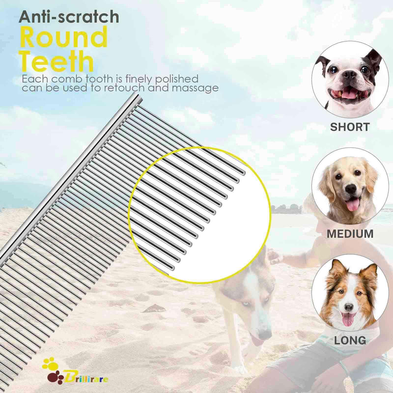 Dog Grooming Comb Pet, Stainless Steel Cat Combs with Rounded Teeth, Professional Metal Tear Stain Remover, Dematting Tool for Small, Medium & Large Pets-7.5in 1 Pack