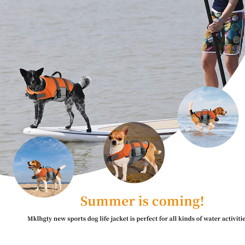 Dog Life Jacket - Reflective Adjustable Vest With Rescue Handle for Swimming and Boating - Ripstop Pet Safety Preserver for Small, Medium and Large Dogs Orange X-Large - PawsPlanet Australia