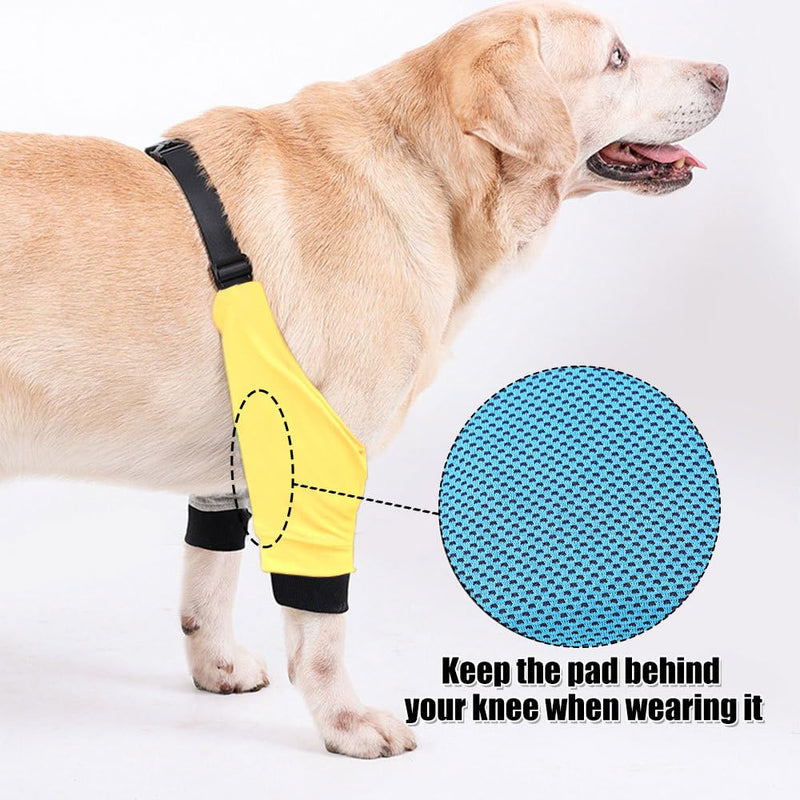 DONGKER Dog Elbow Protector,Dog Front Leg Braces Recovery Sleeve, Pet Knee Brace Wounds for Medium Large Dogs Yellow blue XL