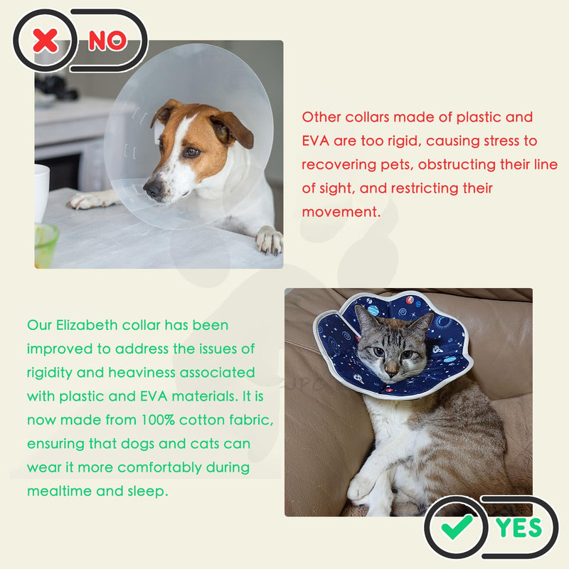 Soft Cat Recovery Collar,Adjustable Cat Cone,Cat Protective Cone Collar After Surgery,for Cats (Starry Sky, M) Starry Sky Medium - PawsPlanet Australia