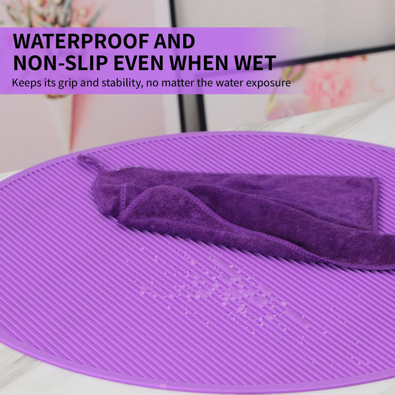 Pet Grooming Table Non-Slip Mat - Padded Mat for at-Home Grooming Dogs and Cats,Bathing Mat for Pets, Diameter: 22.4inch/57cm (Purple, Diameter: 22.4inch/57cm) Purple - PawsPlanet Australia