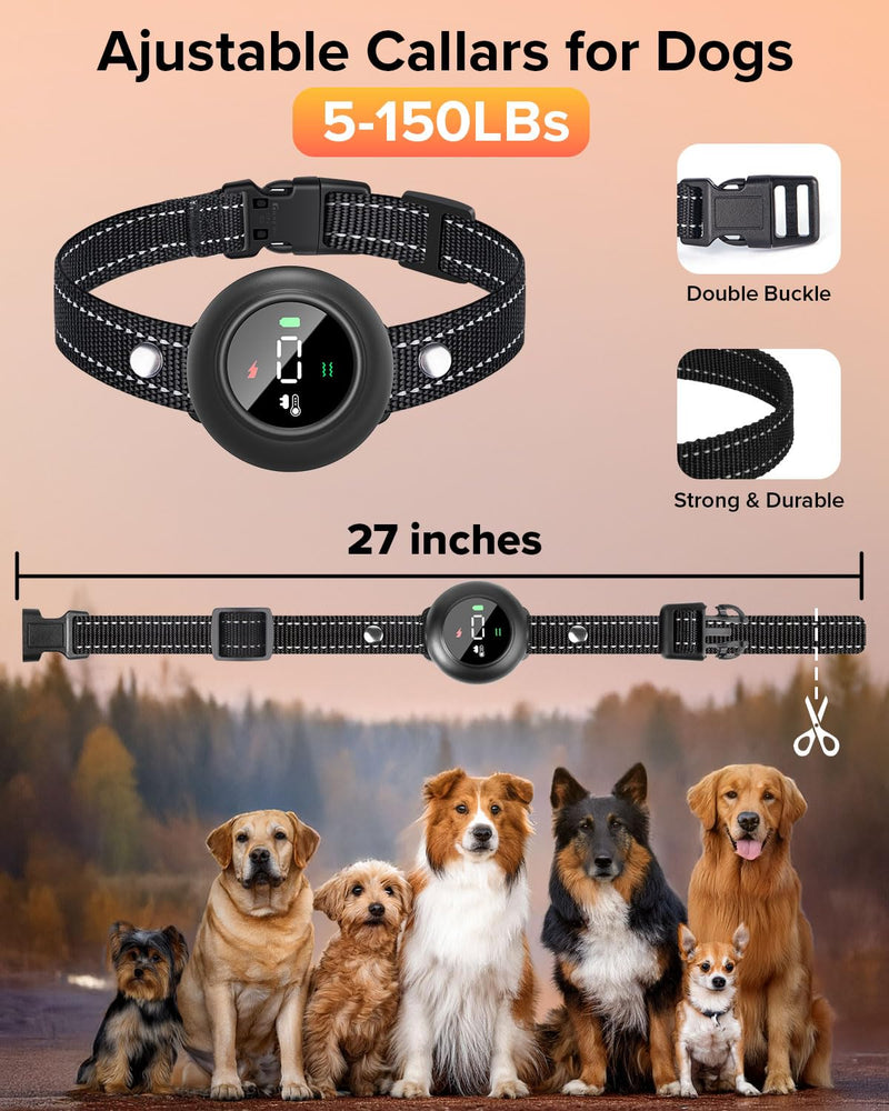 XDX 2-in-1 Dog Shock Collar & Bark Collar – 3300FT Dog Training Collar with Remote, Automatic Anti-Barking, 5 Adjustable Sensitivity Levels, IP67 Waterproof E-Collar for Small Medium Large Dogs Black