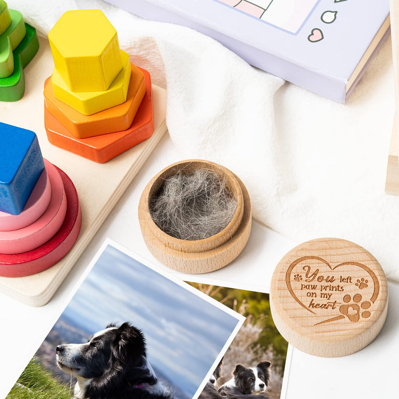 Pet Hair Keepsake Box, Wooden Pet Fur Memorial Box with Pet Paw Engraving Dog Cat Hair Ashes Container Memorial Urn Pet Loss Sympathy Gifts for Pet Lovers Friends - PawsPlanet Australia