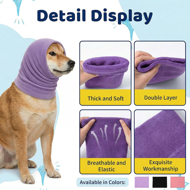 3Pack for Dogs & Cats | Dog Ear Protection Noise Muffs | Snood Ear Wrap Headband for Anxiety Relief, Grooming & Bathing | No Shake Calming Hoodie(M) M