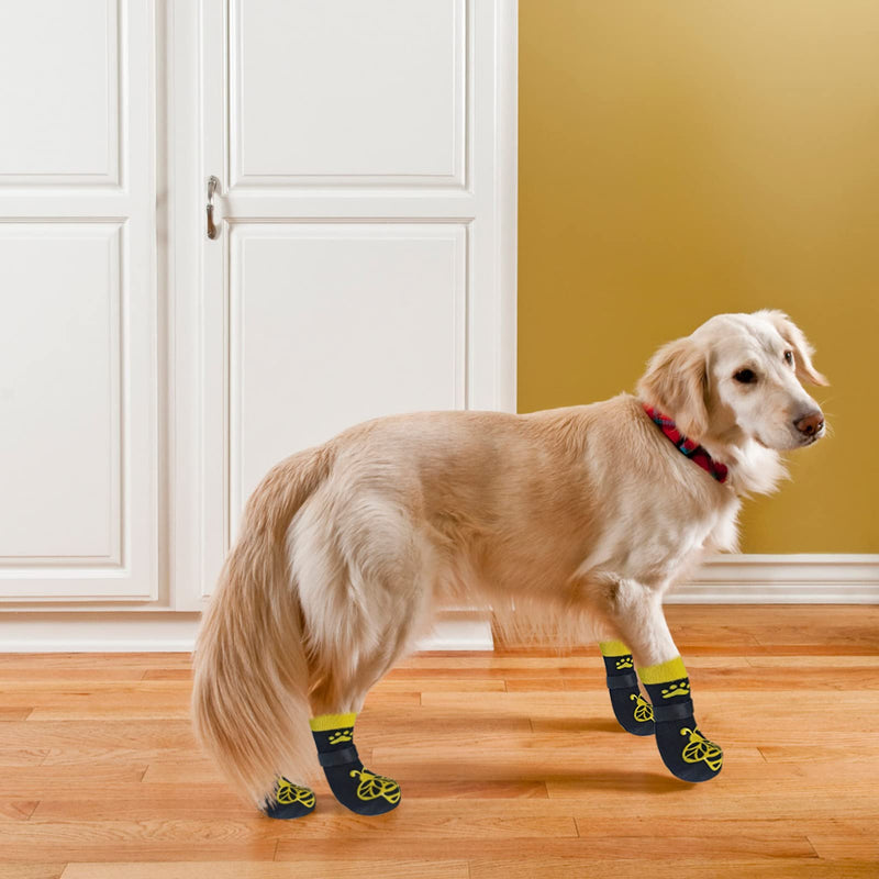 EXPAWLORER Anti Slip Dog Socks to Prevent Licking Paws,Winter Dog Boots & Paw Protectors,Dog Booties for Hardwood Floors with Grippers,Dog Shoes for Hot/Cold Pavement Small Medium Large Senior Dog Bee