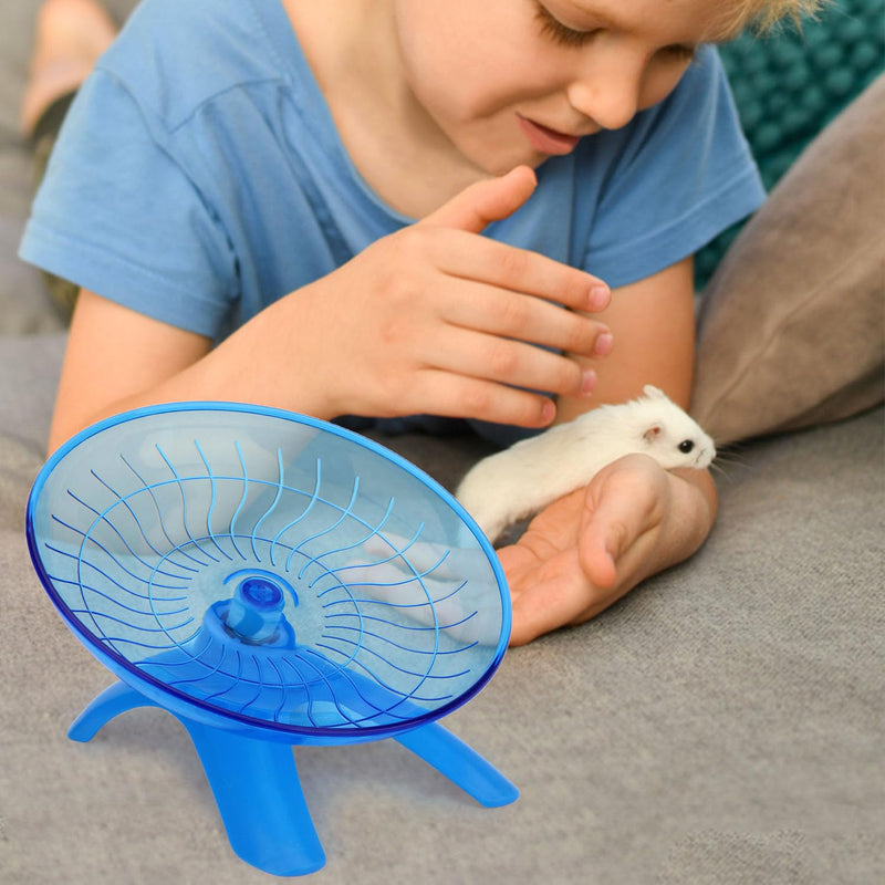 Hamster Wheel Silent Hamster Exercise Wheel Running Spinner Hamster Flying Saucer for Hamsters Gerbils Mice and Other Small Pets (Blue) Blue - PawsPlanet Australia