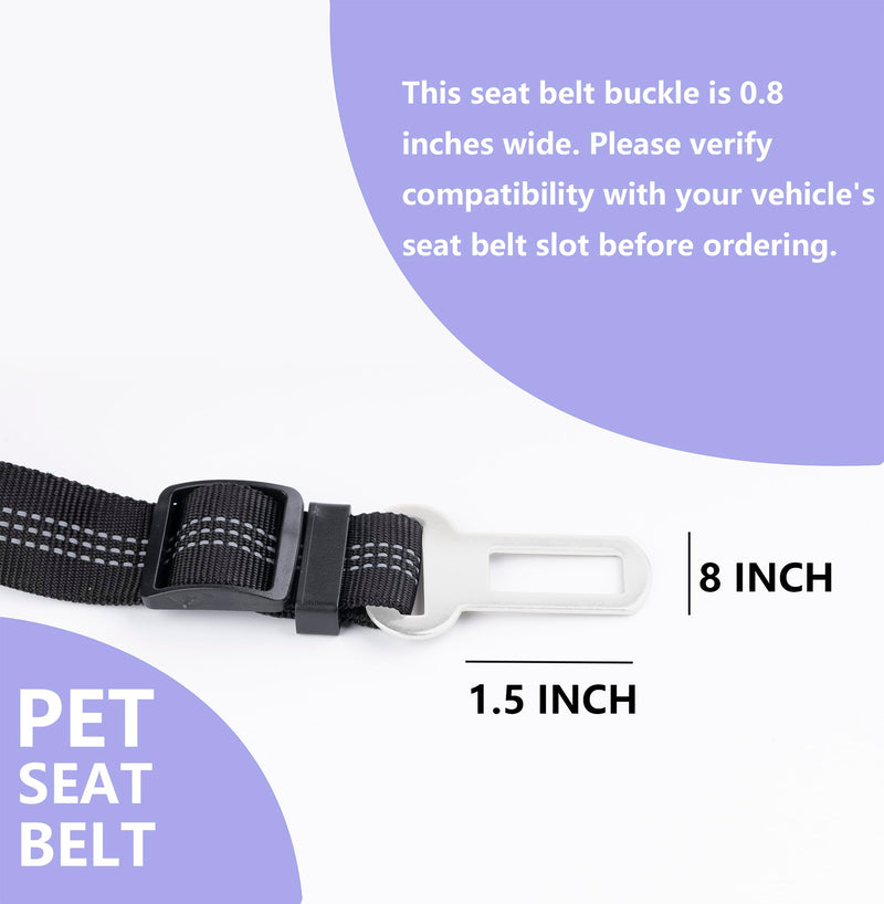 Dog Seat Belt 2Pcs, Retractable Pet Car Harness, Adjustable Dog SeatBelts for Vehicle, Nylon Pet Safety with Elastic Bungee (Black) Black - PawsPlanet Australia
