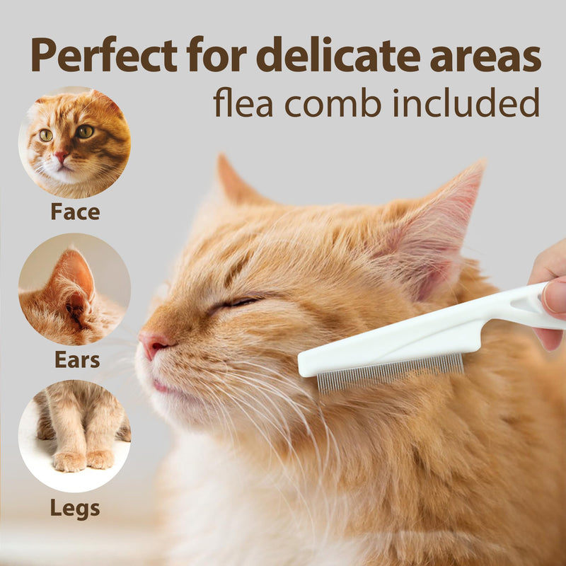 Self Cleaning Slicker Brush for Dogs & Cats - 2-in-1 Pet Grooming Tool with Flea Comb & Storage Box, Gentle Deshedding Brush for Long/Short Hair,White - PawsPlanet Australia