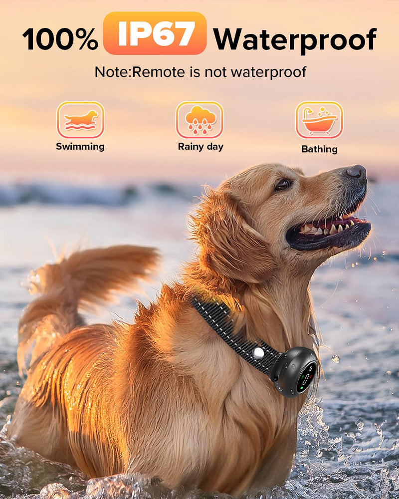 XDX 2-in-1 Dog Shock Collar & Bark Collar – 3300FT Dog Training Collar with Remote, Automatic Anti-Barking, 5 Adjustable Sensitivity Levels, IP67 Waterproof E-Collar for Small Medium Large Dogs Black