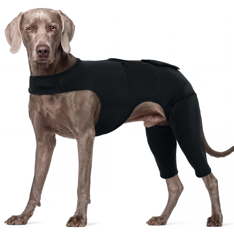 ROZKITCH Dog Post-Op Recovery Suit with Hot & Cold Therapy Pockets, Supportive Neoprene Fabric, Waterproof & Breathable, for Extra Large Dogs, Black 2XL