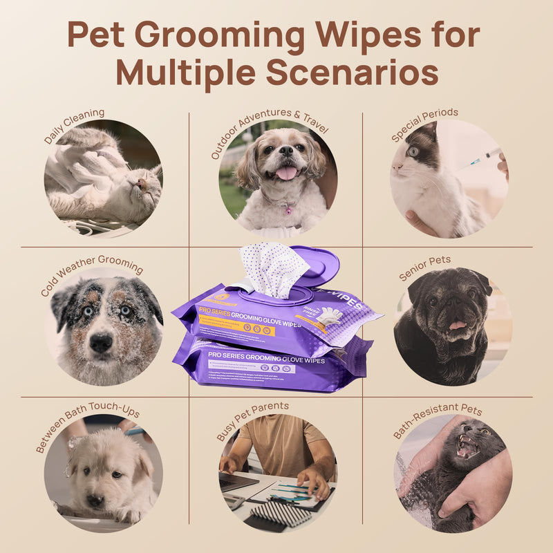 HICC PET Glove Wipes Pro – Pet Cleaning Gloves for Dogs & Cats – Infused with Coconut Oil & Plant Extracts – Hypoallergenic, Gentle, Spa-Like Care at Home Coconut Scent 20 Pcs - PawsPlanet Australia
