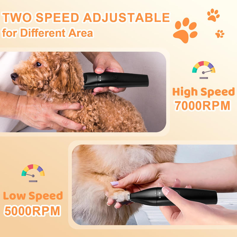 4 in 1 Dog Grooming Kit with USB-C Charging, Paw Trimmer for Cat, Small to Medium Dog Clippers for Grooming, Cordless Pet Clippers Hair Trimmer with 2 Speed Modes Black