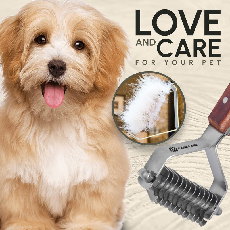 Flamia & Jabz Professional Rake (Dematting Comb) for Undercoat Grooming of Dogs, Cats & Pets (12 Blades) 12 Blades