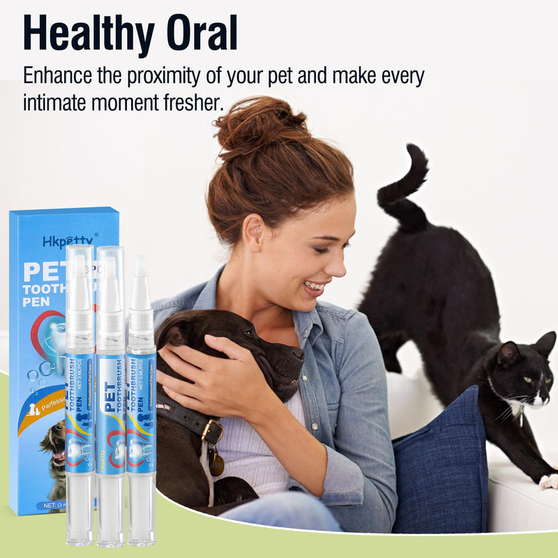 3PCS Pet Toothbrush Pen,Teeth Brightening Pen for Dog-Pet Dog/Cat Teeth Cleaning Pen for Dental Care,Dogs Cats Natural Plants Tartar Remover Tool - PawsPlanet Australia