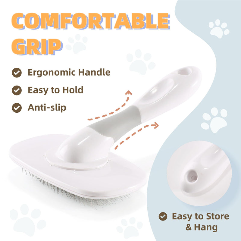 360°Rotating Dog and Cat Brush with Soft Pins Gentle Slicker Brush for Small Dogs Puppies Yorkies Poodles Cats Removes Loose Fur Brush With Stainless Steel Pins