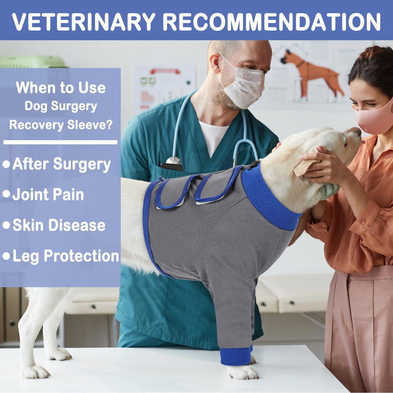 KOESON Dog Recovery Sleeve for Front Legs, Soft Dog Surgery Recovery Suit After Surgery Dog Elbow Protector, Adjustable Dog Leg Sleeve to Stop Licking for Leg Injuries Dog Cone Alternative Grey XL X-Large - PawsPlanet Australia