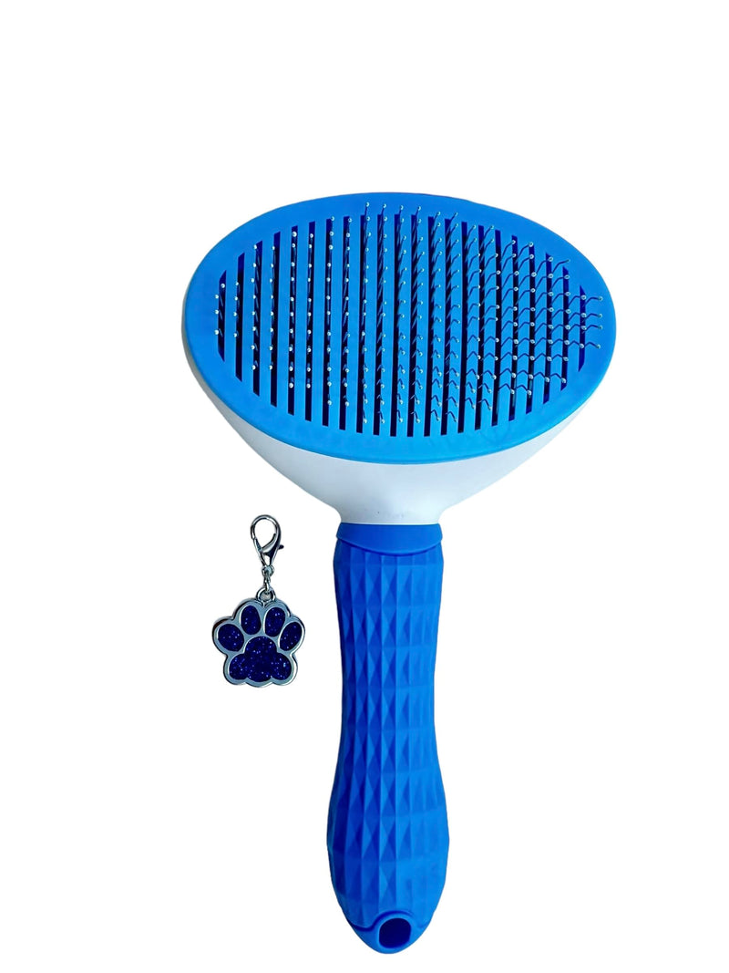 Self-Cleaning Pet Grooming Brush – Stainless Steel Slicker Brush for Dogs, Cats, Rabbits & Small Pets – Ideal for Shedding, Tangles, and Mats – Perfect for Short & Long Hair Breeds by (Blue) Blue - PawsPlanet Australia