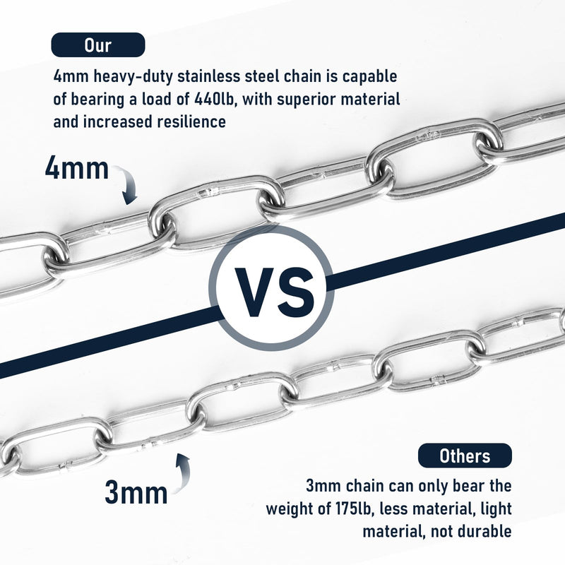Gate Chain Lock with 20 Inch (4mm) Stainless Steel Gate Link Chain Lock with Carabiners Chain Link Gate Latches for Outdoor Fences, Pet Cages, Dog Horse Goat Cow Corral Supplies - PawsPlanet Australia