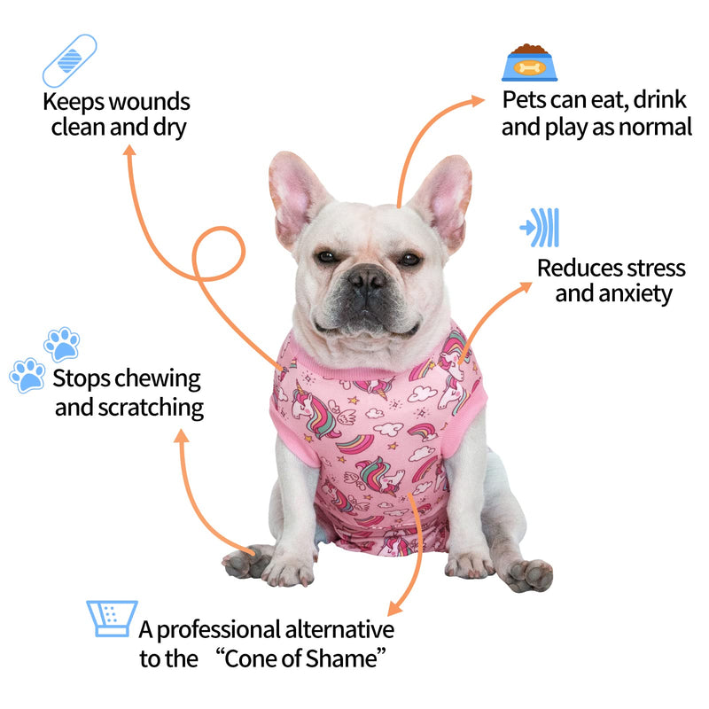 CuteBone Dog Surgery Recovery Suit Cat Surgical Onesie Female Body Suits Male Prevent Pet from Licking Wounds SSF02L Large Unicorn - PawsPlanet Australia