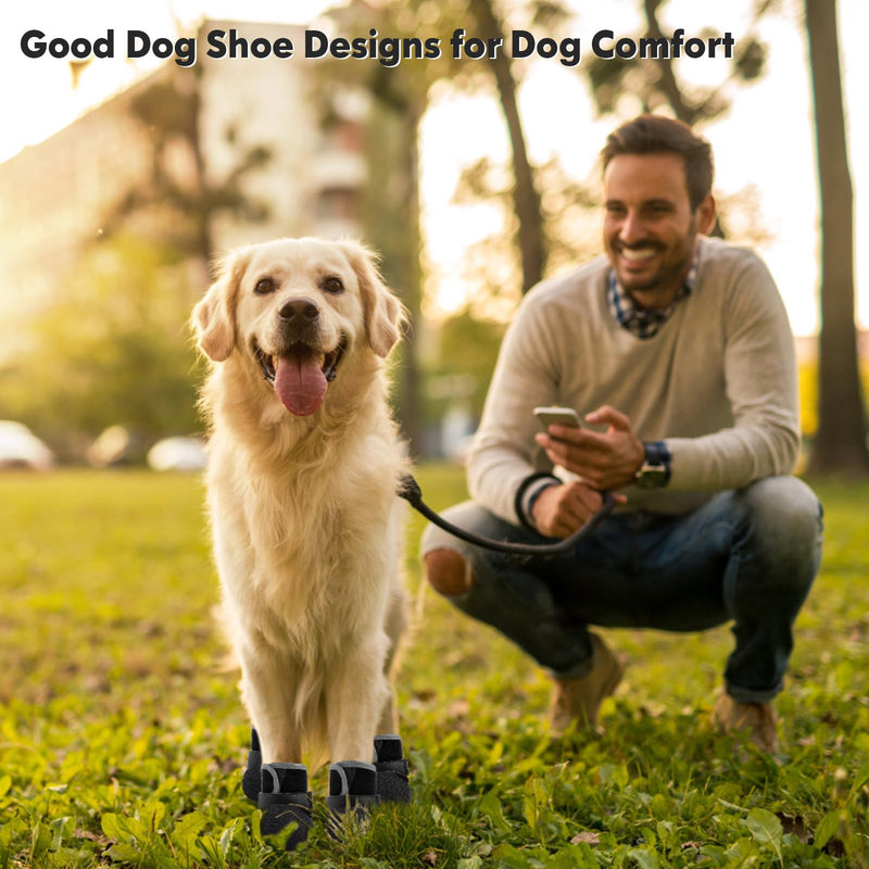 Dog Shoes, Outdoor Dog Boots Non-Slip Waterproof Dog Booties for Medium to Large Dogs 4Pcs for Winter Snowy Day, Summer Hot Pavement with Rugged Sole Black Size 5:（2.51''x2.36'')(L*W) for 41-60lbs - PawsPlanet Australia