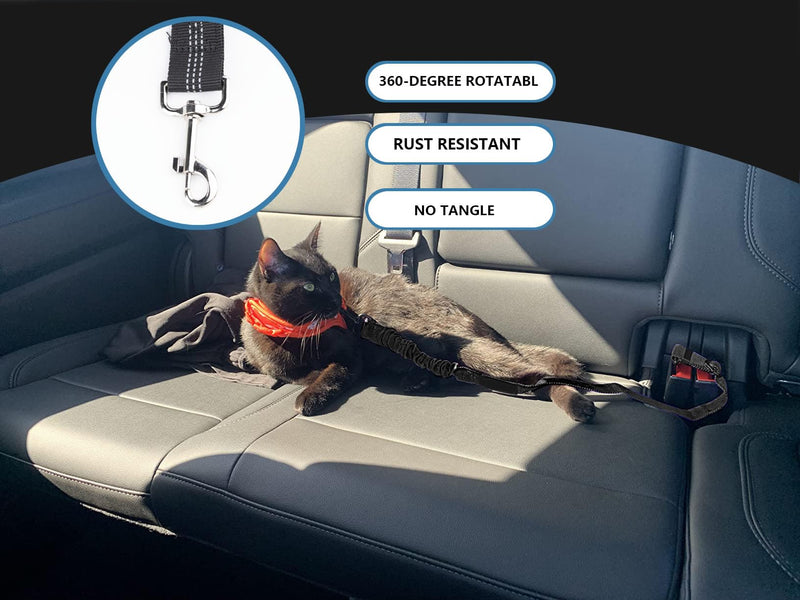 Dog Seat Belt 2Pcs, Retractable Pet Car Harness, Adjustable Dog SeatBelts for Vehicle, Nylon Pet Safety with Elastic Bungee (Black) Black - PawsPlanet Australia
