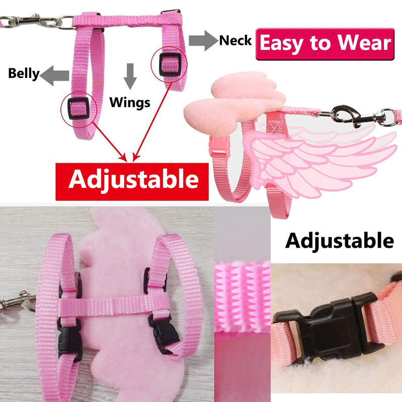 Bonaweite Pet Cole Duck Outside Walking Harness Leash, Adjustable Outdoor Training Traction Rope for Chicken Goose Hen Medium Pink