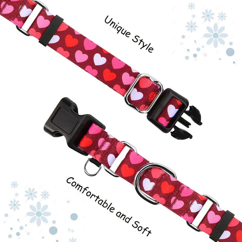 Valentines Pink Martingale Collar for Dogs with Buckle Adjustable Heart Dog Collars (Burgundy Love, Large) Burgundy Love - PawsPlanet Australia