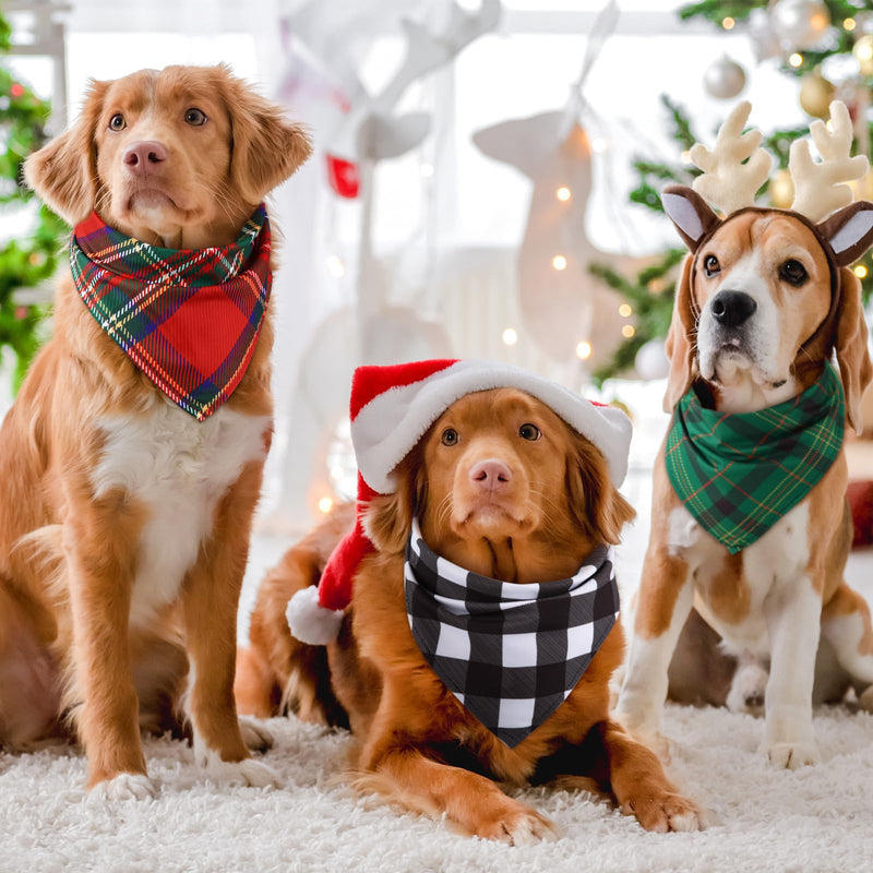 Sanwuta 50 Pieces Christmas Dog Bandanas Bulk, Classic Plaid Dog Bandanas, Triangle Scarf Plaid Kerchief for Small to Large Puppy Pet Cats(31.5 x 21.7 x 21.7 Inch) 31.5 x 21.7 x 21.7 Inch - PawsPlanet Australia
