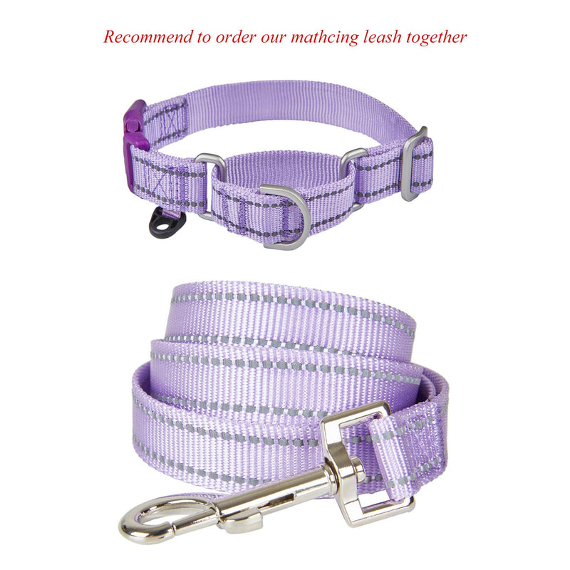 Reflective Martingale Collar for Dogs with Quick Snap Buckle Anti-Pull Nylon Safe Slip Collars for Easy Walking,Lilac,Small Small (Pack of 1) Lilac