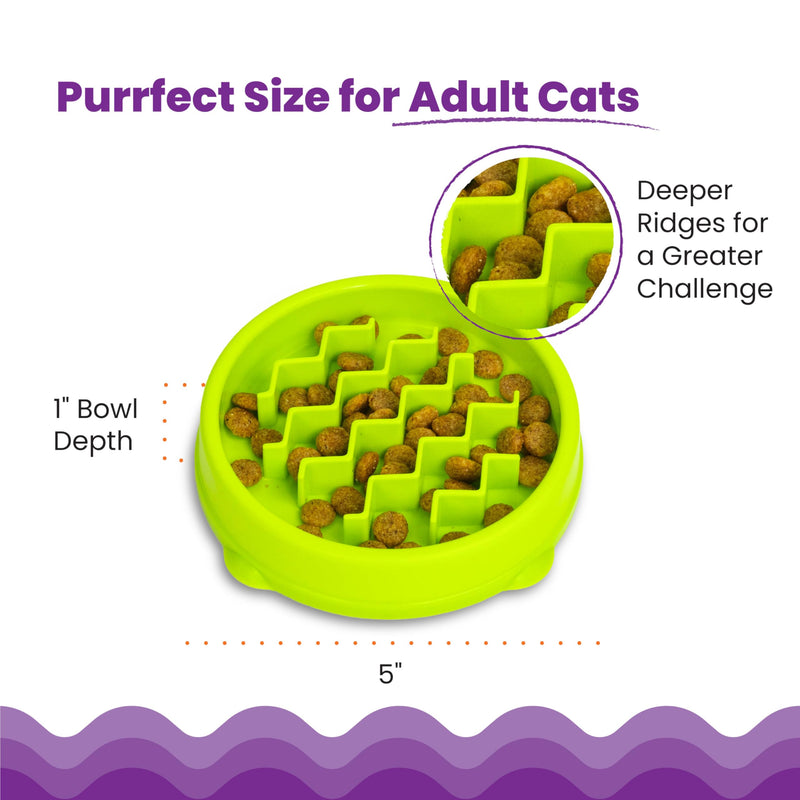 Catstages Kitty Slow Feeder Cat Bowl, Green Green Bowl - PawsPlanet Australia