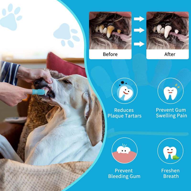 Dog Finger Toothbrush for Pet: Puppy Teeth Brushing Kit - Doggie Dental Cleaning Fingertip Fingerbrush Winter Sunset-5pcs - PawsPlanet Australia
