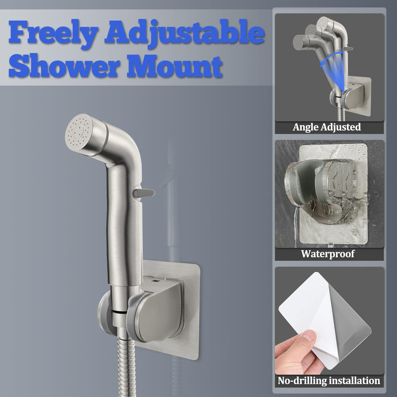 Dog Shower Attachment Metal, YDmeet Pet Shower Attachment for Fast and Clean Pet Bathing and Dog Washing, Brass Shower diverter, Adjustable Pet Shower Sprayer, 8 ft Hose and Shower Holder, Brushed Shower Diverter with Elbow Outlet Design Brushed Nickel - PawsPlanet Australia